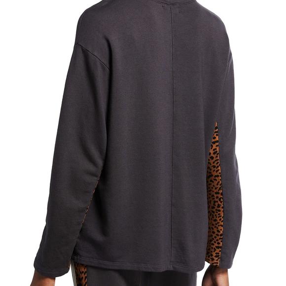 NEW MONROW paneled mini leopard sweatshirt in faded black - Picture 2 of 3